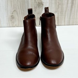 Lands End Chelsea Ankle Boots Womens 8.5 Brown Side Zip Leather 501781